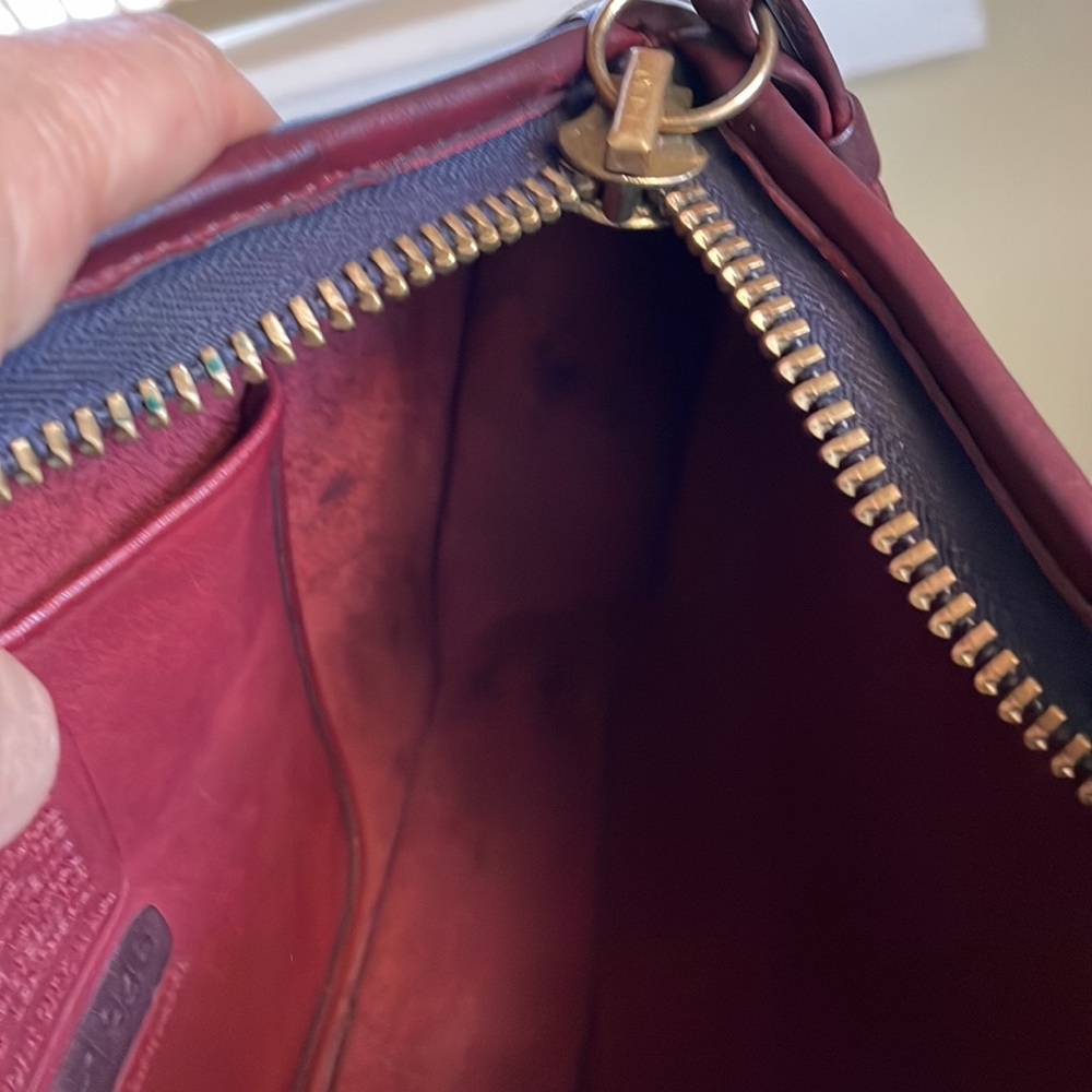 VINTAGE COACH BASIC BAG ZIPPERED CLUTCH 9455 BURGUNDY GLUE IN REG NEW YORK CITY - Picture 10 of 11